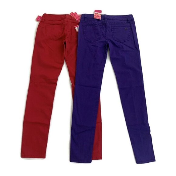 Candie's Size 3 Junior "Sassy Skinny" Skinny Jeans Lot of 2 NWT Red Purple - Picture 7 of 9